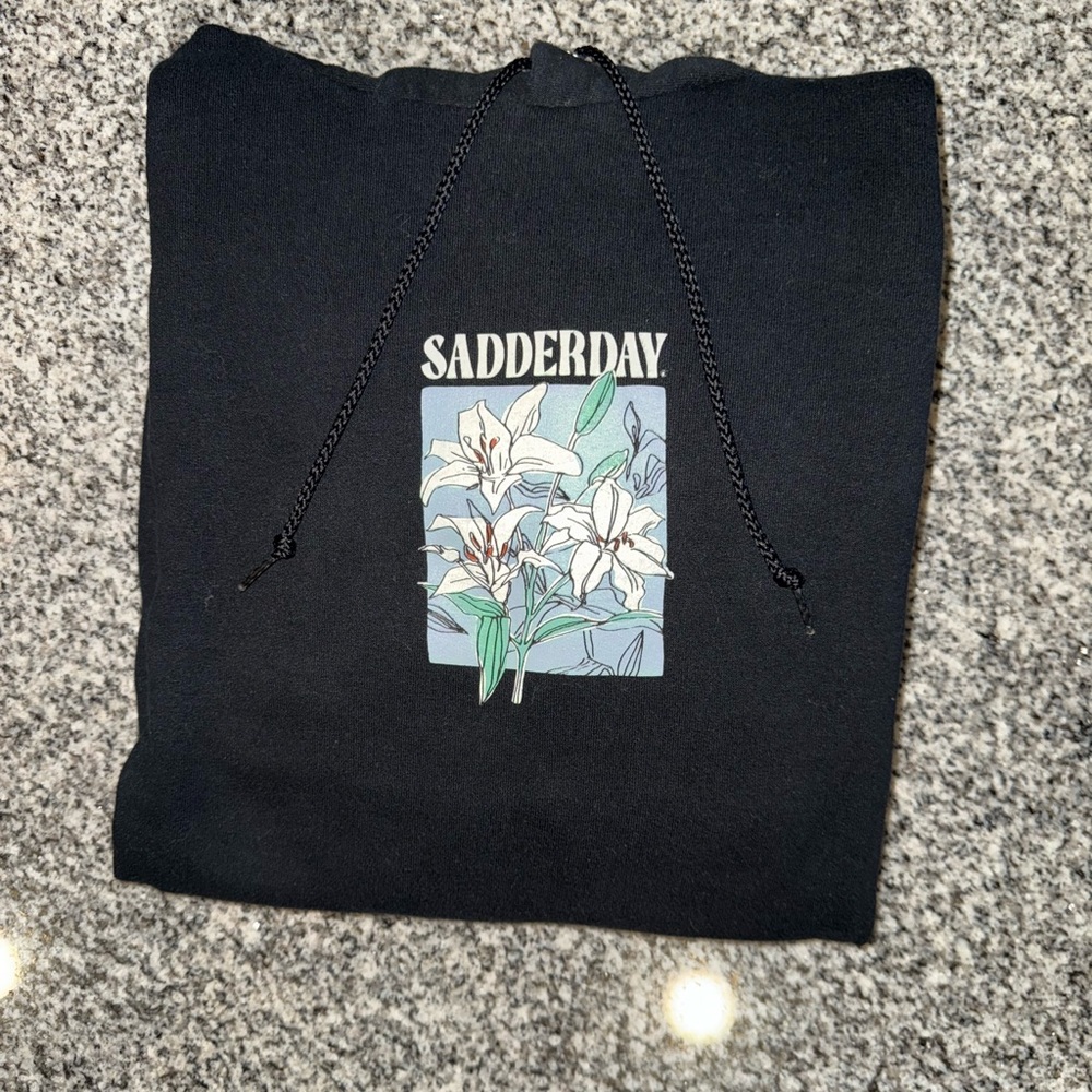 Sadderday Black Floral Hoodie